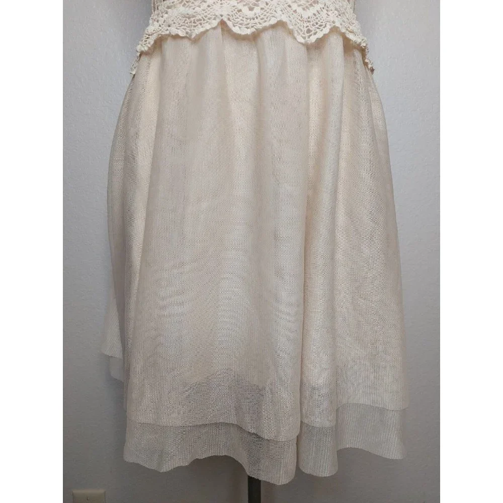 Love Fire Junior Womens Large Lace Dress Off White Beige Halter Lace Sleeveless - Picture 11 of 14